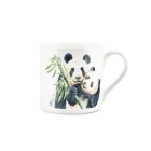 white wildlife inspired fine bone china mug, with a mother and baby panda design