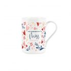 white bone china novelty hearts and flowers mug - last valentines as miss