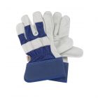 large blue gardening riggers gloves made from leather