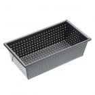 a carbon steel non stick small loaf tin with aerating holes