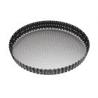 round quiche tin with removable base and perforated holes for a crisp bake