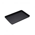 small black non stick baking tray with a vitreous enamel coating