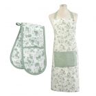 kitchen apron and double handed oven glove for baking cakes