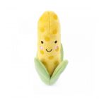 plush dog toy in the shape of a corn on the cob