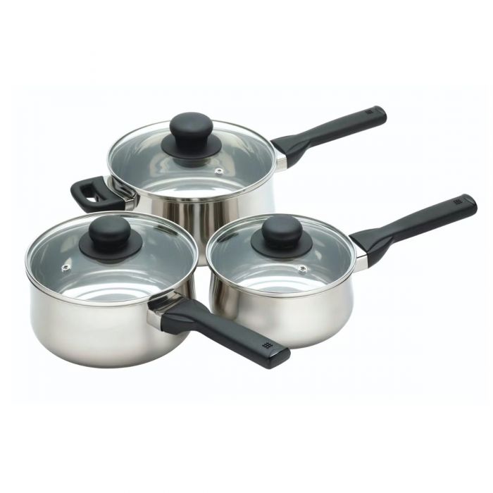 KitchenCraft Stainless Steel Saucepan Set - 3 Piece | The Caddy Company