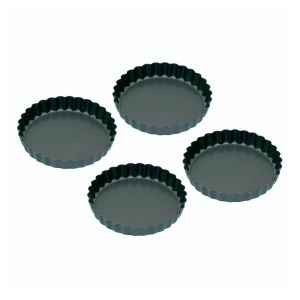 KitchenCraft Non-Stick Mini Fluted Flan Tins - Set of 4