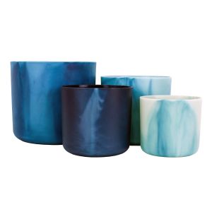 Elho Ocean Collection Recycled Plastic Plant Pot Set Various Sizes - Blue
