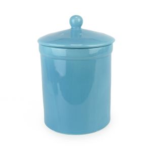 Ceramic Compost Caddy Blue Handmade Pottery Kitchen Compost Bin With Lizard  Handles and Snake Lid 