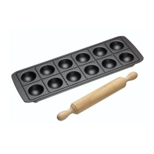 KitchenCraft World Of Flavours Ravioli Tray & Rolling Pin